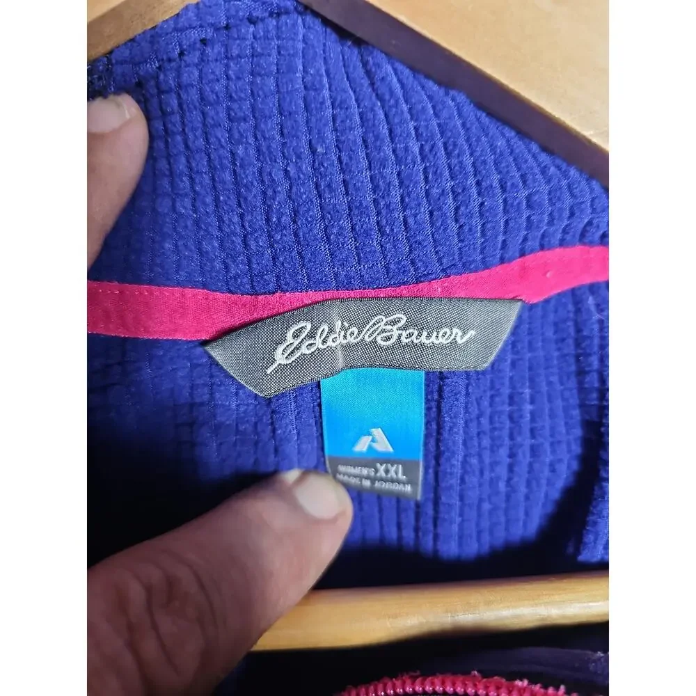 Eddie Bauer Jacket Mens 2XL Blue First Ascent Hooded Fleece Full Zip Performance